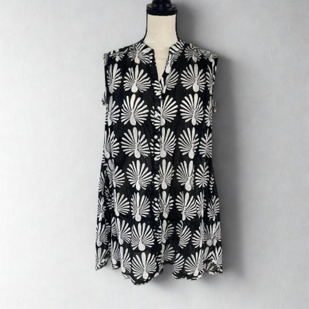 Anthropologie Porridge NWOT Printed Sleeveless Tunic Top XS - Black & White Boho